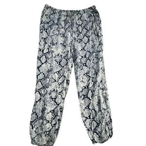 Soft Joie Jogger Pants Crop Womens M Medium Janus Snake Print Gray Ivory Casual